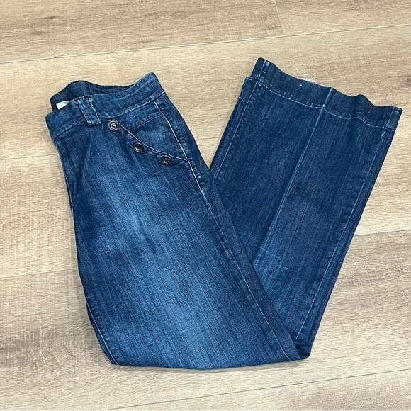 Lucky Brand Sailor Moon Wide Leg High Rise Blue Jeans‎ Flared 36x33 USA Stretch - Picture 5 of 11